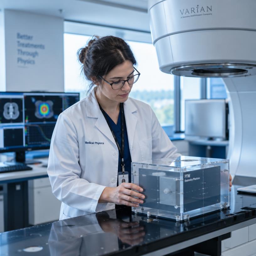 Medical physicist running dosimetry QA